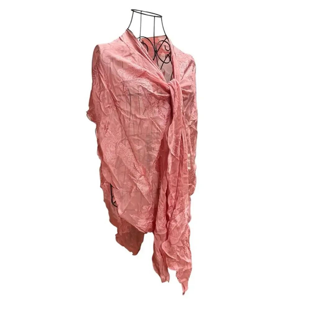 Lightweight Silky Pink Lace Shawl Scarf